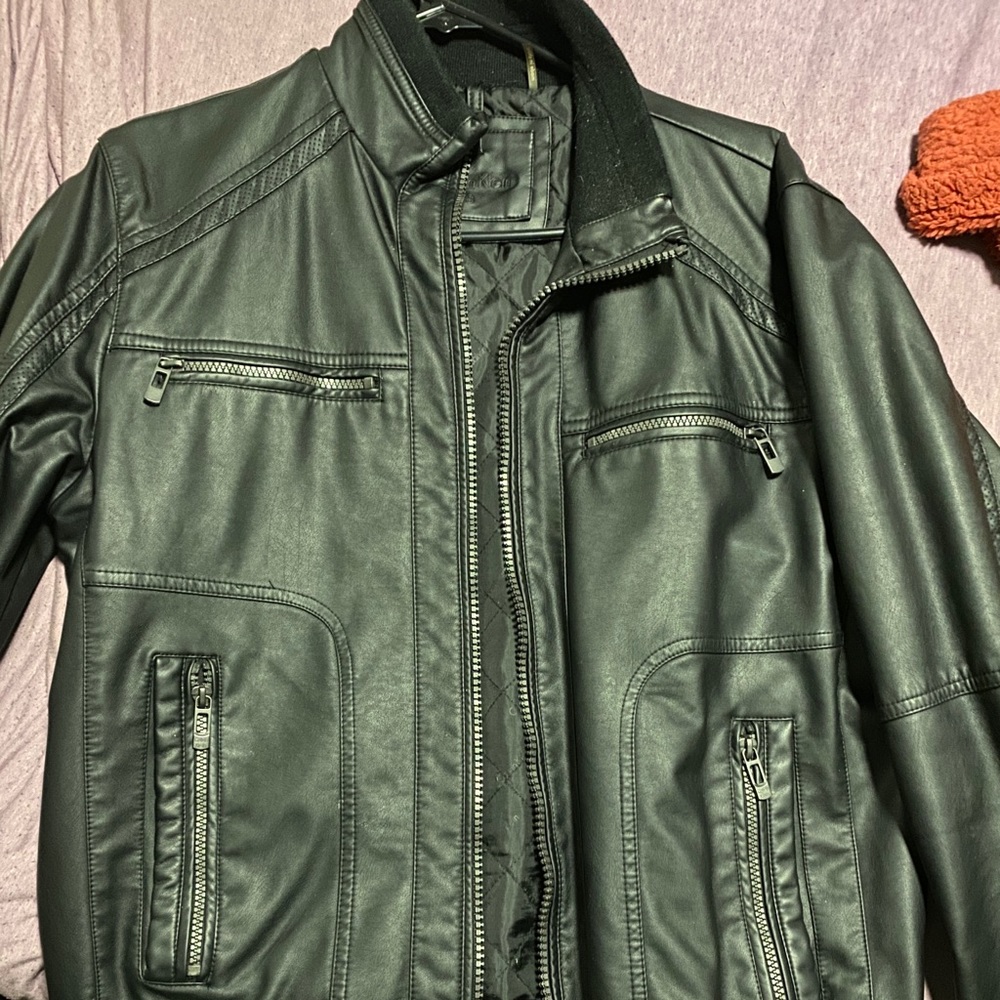 Black leather CK jacket